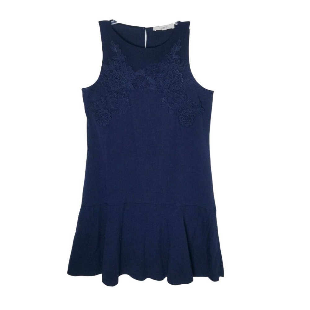 Loft Lace Detail Sleeveless Flounce Hem Dress Women Size Small - Picture 2 of 16